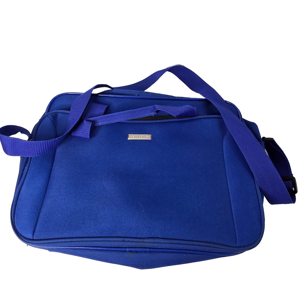 Blue Canvas Messenger Bag Padded Laptop Briefcase Travel Crossbody